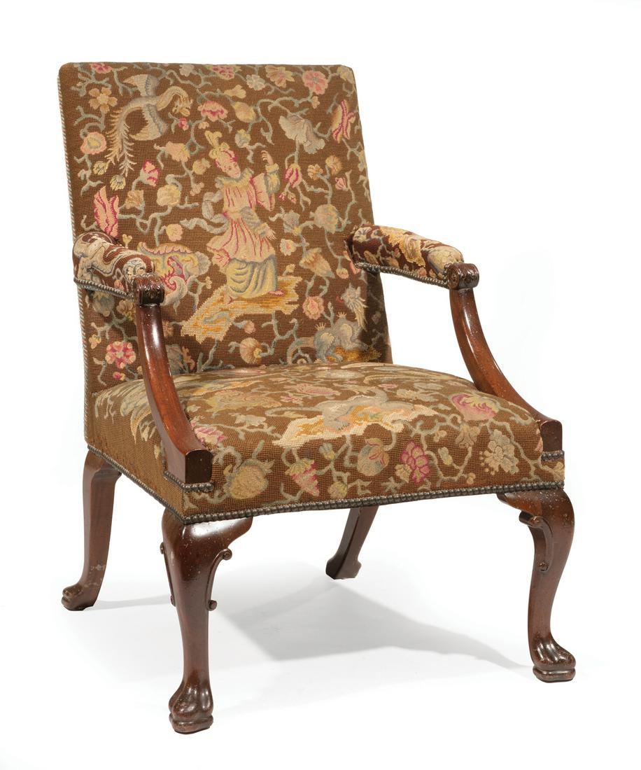 Antique Georgian-Style Mahogany Library Armchair (1 of 13)