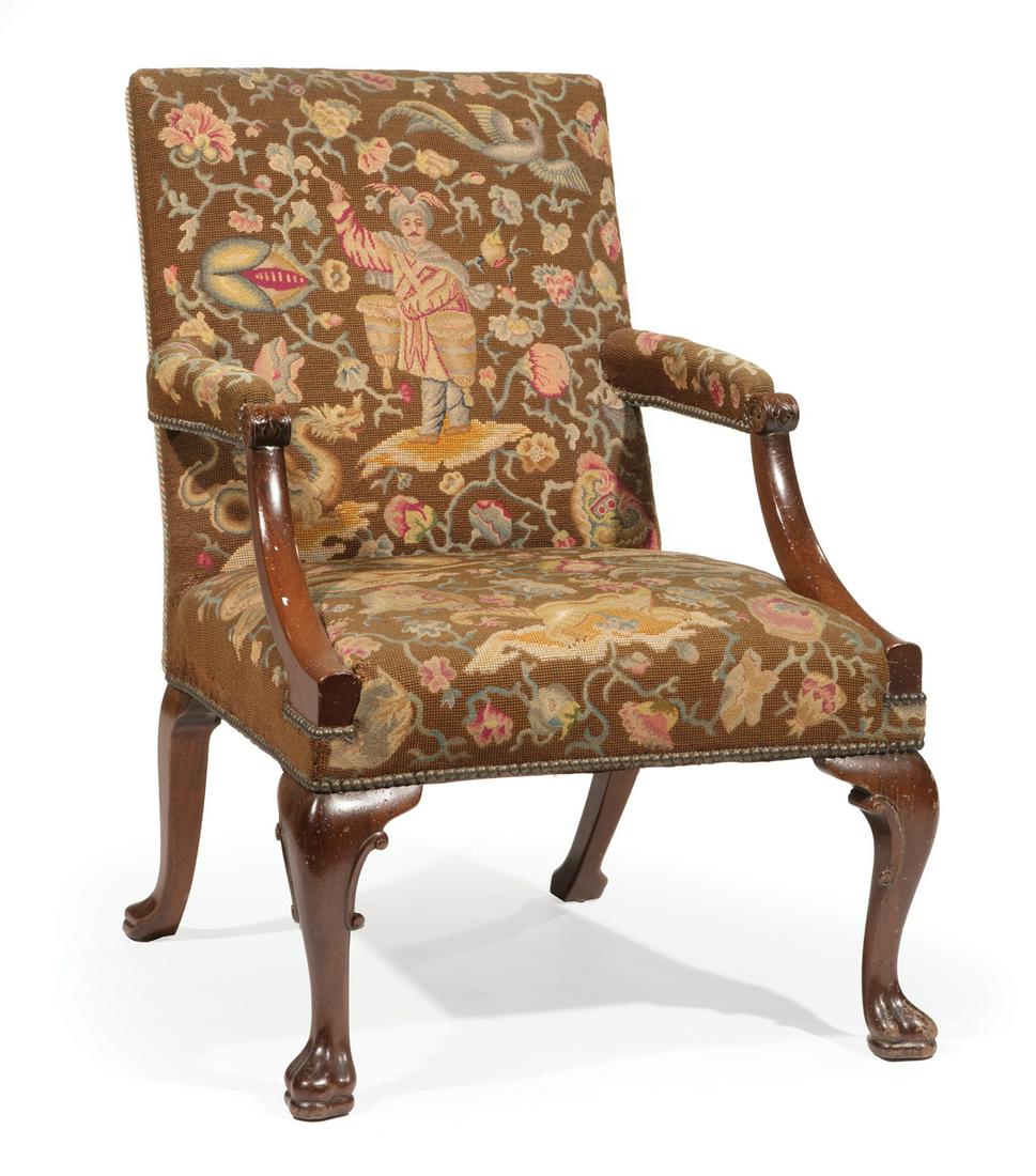Antique Georgian-Style Mahogany Library Armchair (1 of 13)