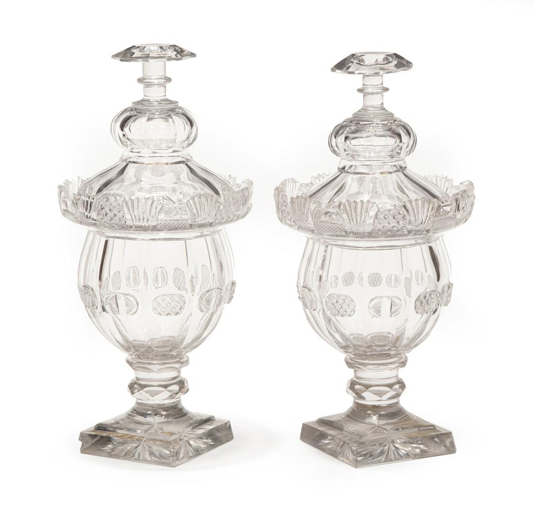 Georgian-Style Cut Crystal Covered Sweetmeat Urns (1 of 5)