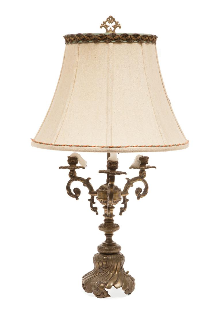 Antique Bronze Candelabrum Three-Light Lamp (1 of 4)