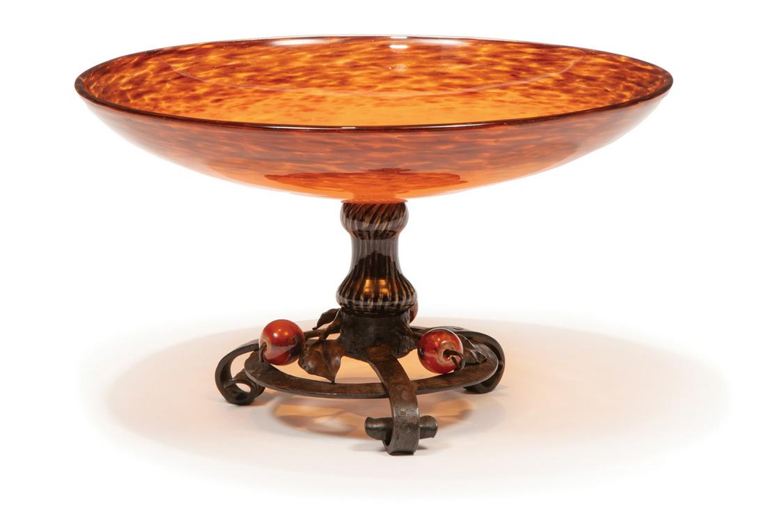 Charles Schneider Glass and Wrought Iron Compote (1 of 4)