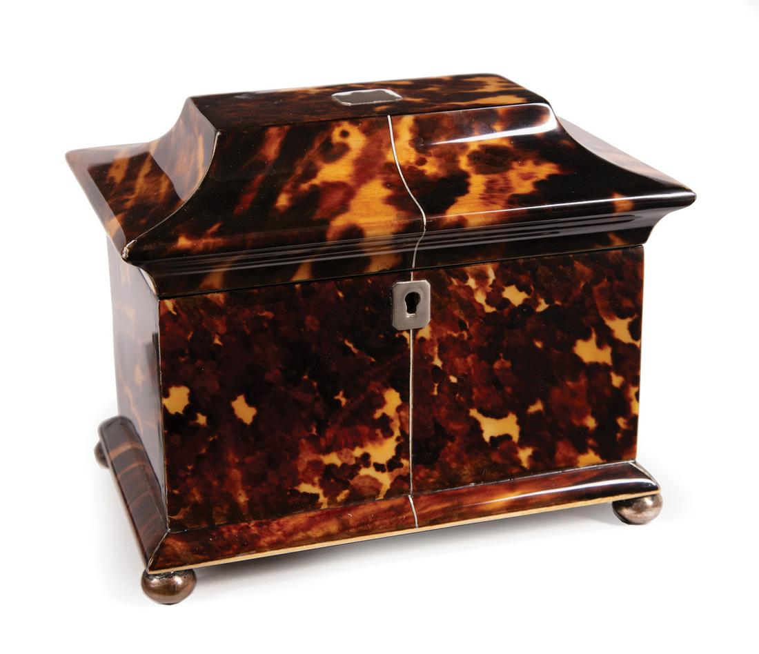 George III Tortoiseshell Pagoda-Form Tea Caddy (1 of 2)