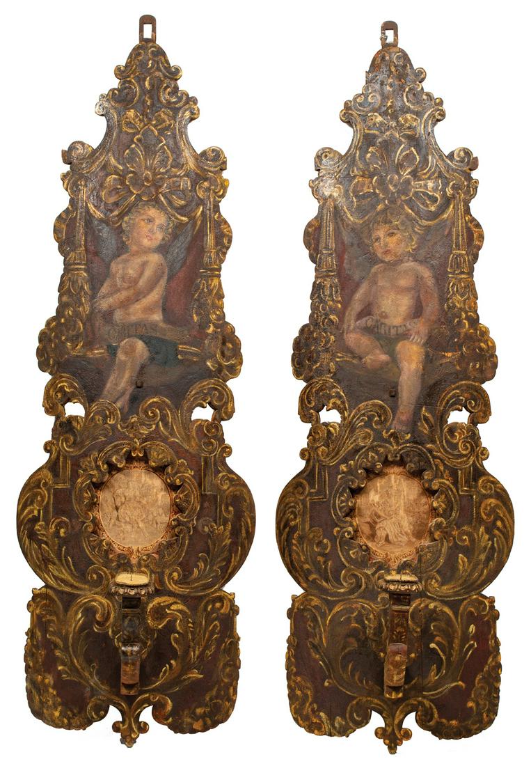 French Carved and Polychromed Sconces (1 of 13)