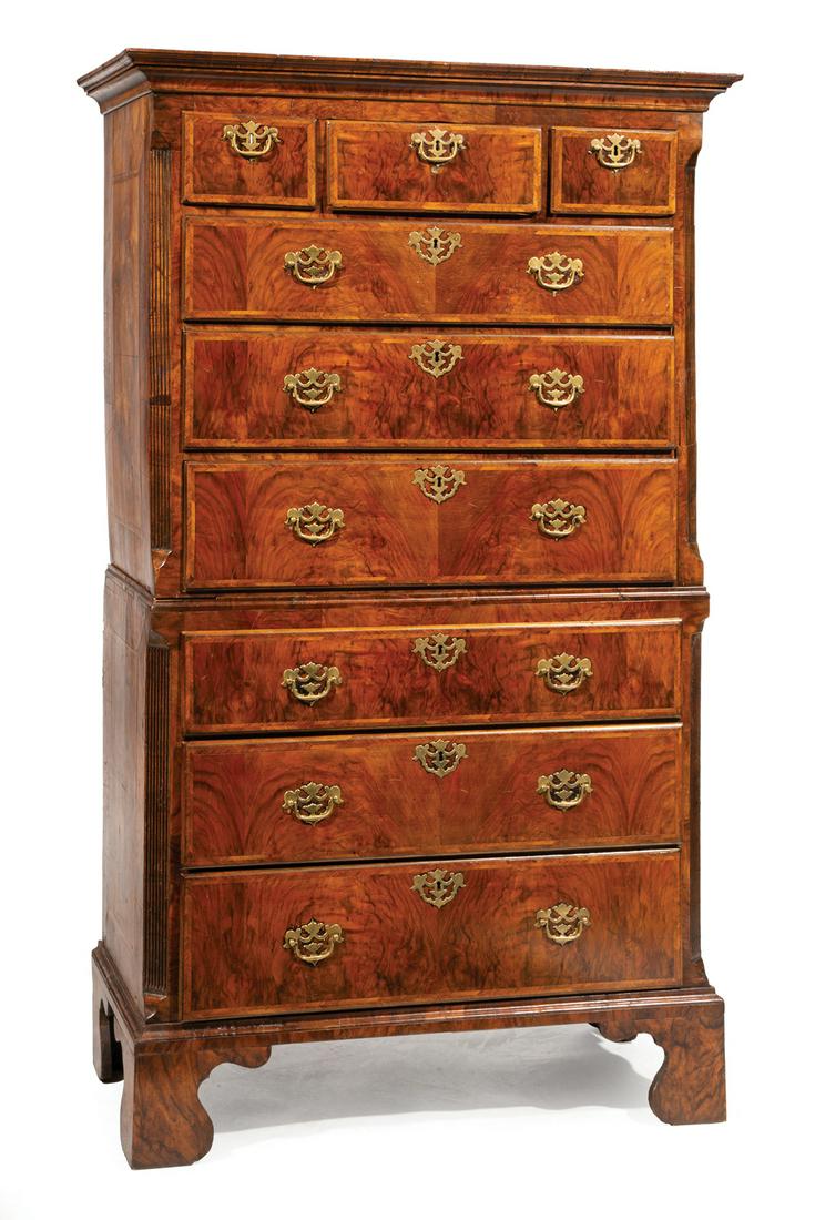 George III Inlaid Burl Walnut Chest-on-Chest (1 of 14)