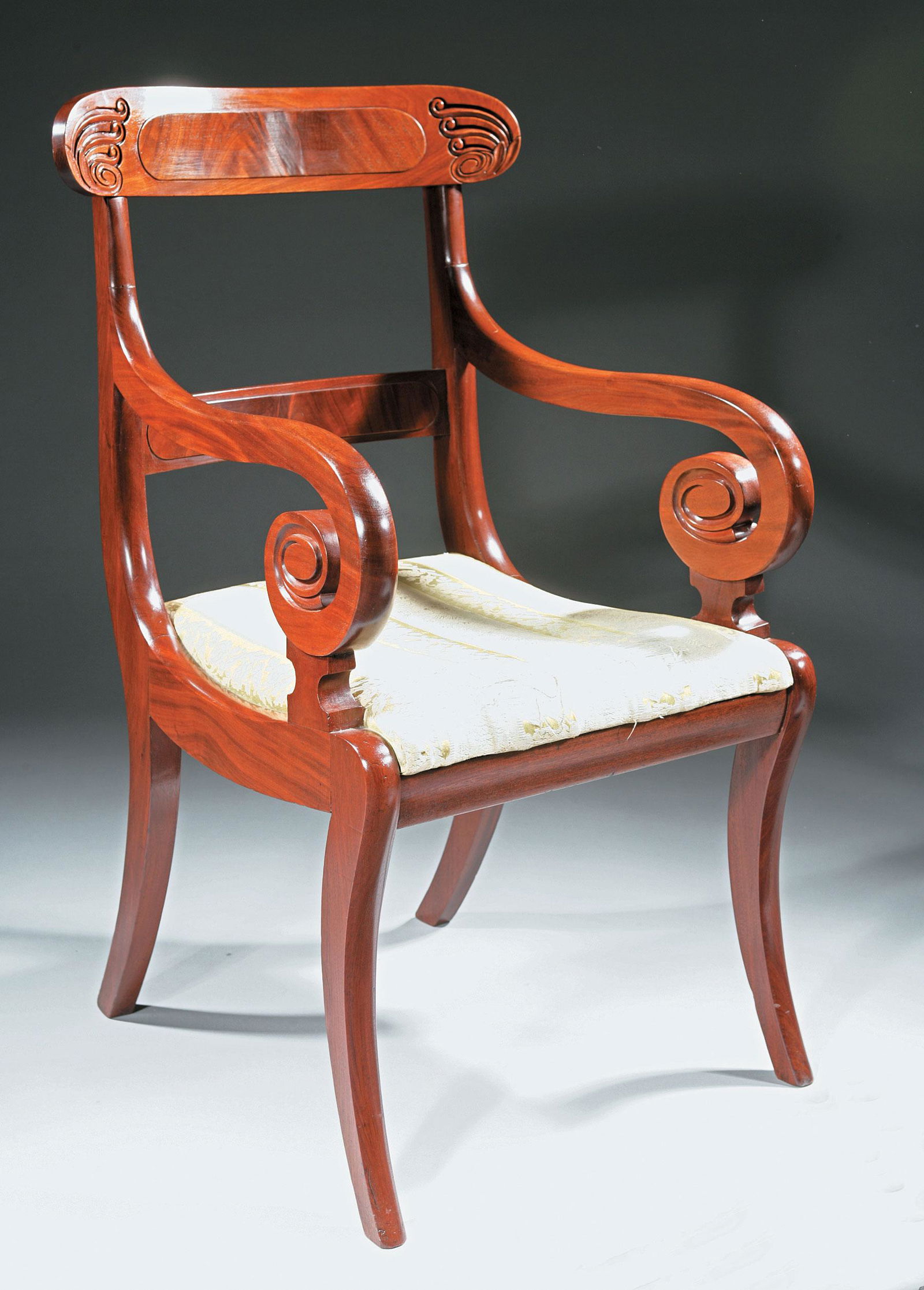 American Classical Carved Mahogany Armchair (1 of 1)