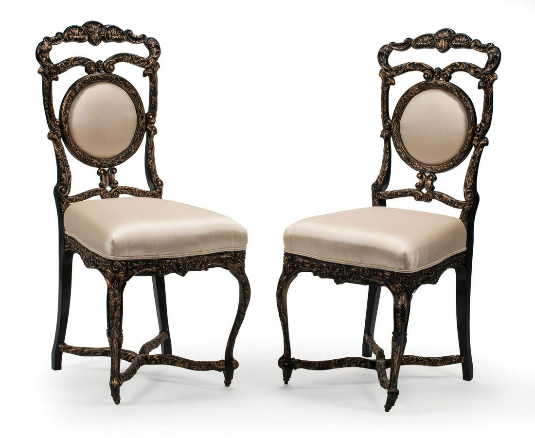 Ebonized and Parcel Gilt Side Chairs (1 of 3)
