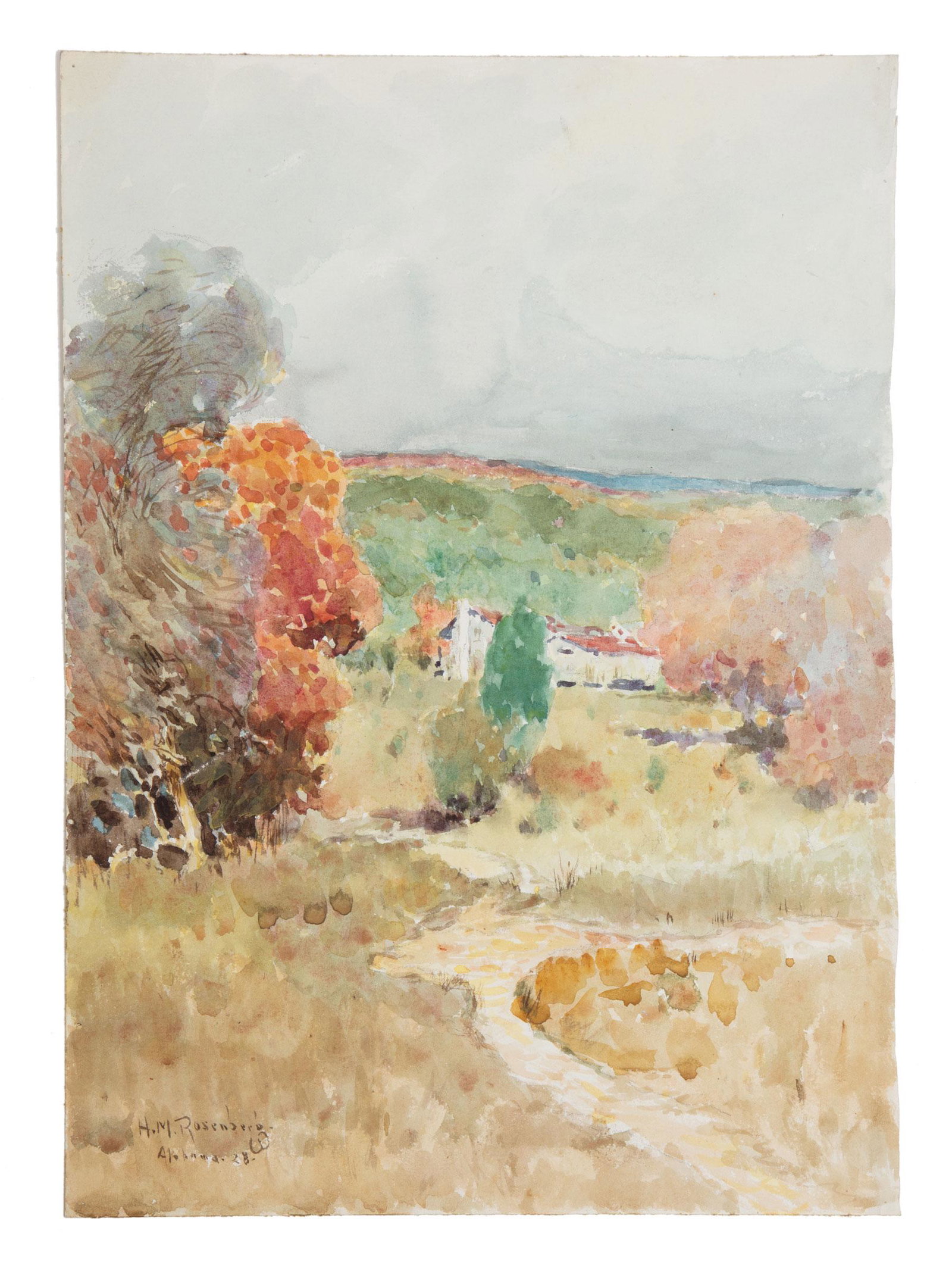 Henry Mortikar Rosenberg (American, 1858-1947: Henry Mortikar Rosenberg (American, 1858-1947), "Alabama", 1928, watercolor on paper, signed, titled and dated lower left, 13 7/8 in. x 10 in., unframed Provenance: Property of the Mobile Museum of Ar