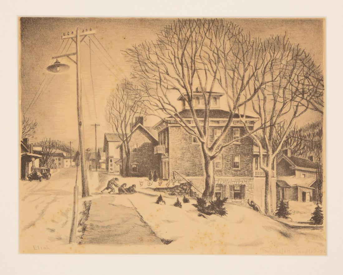 After Rudolf Frederick Tandler (American): After Rudolf Frederick Tandler (American/Michigan, 1887-1940), "Elsah", reproduction print, signed and titled in plate, sheet 11 1/2 in. x 15 1/2 in., matted Provenance: Property of the Mobile Museum 