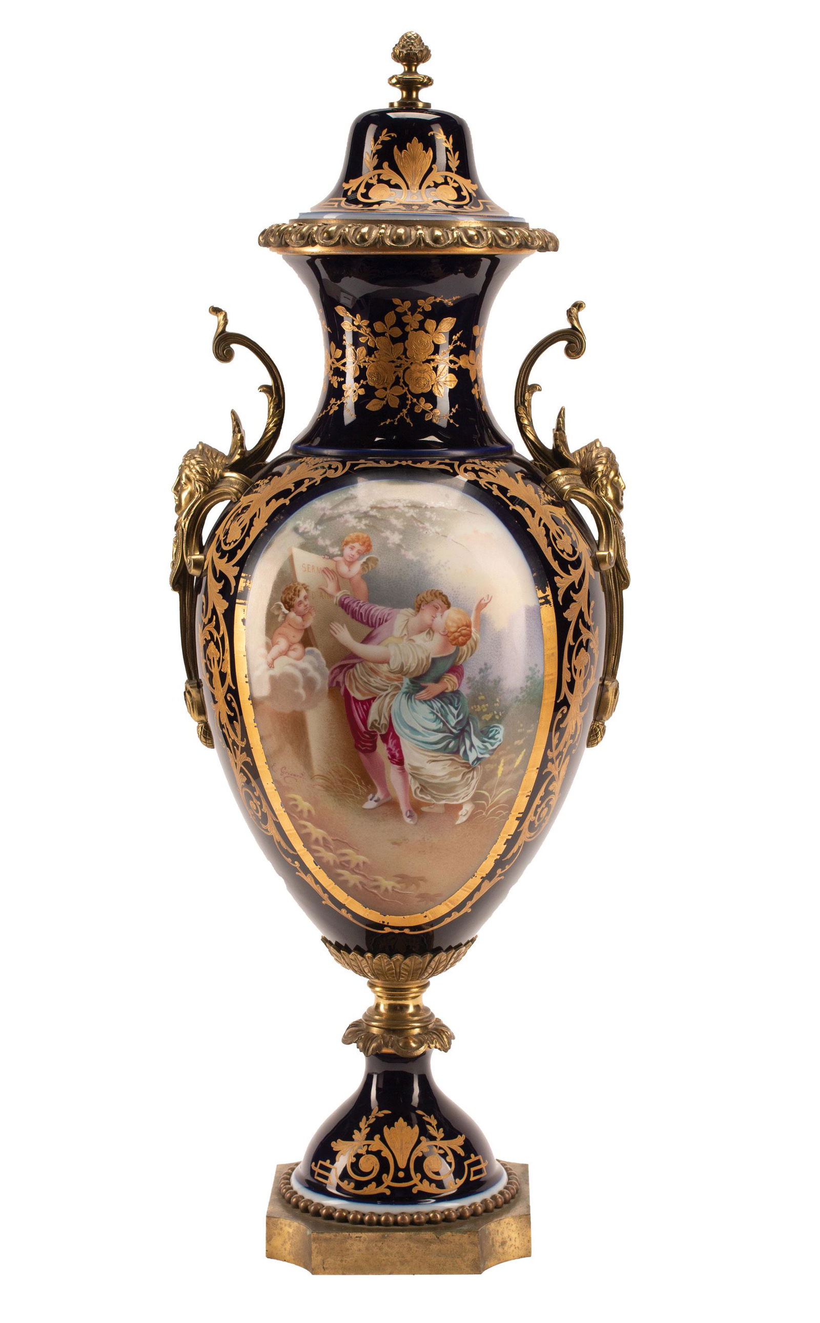 Bronze-Mounted Sevres-Style Bleu du Roi (1 of 7)
