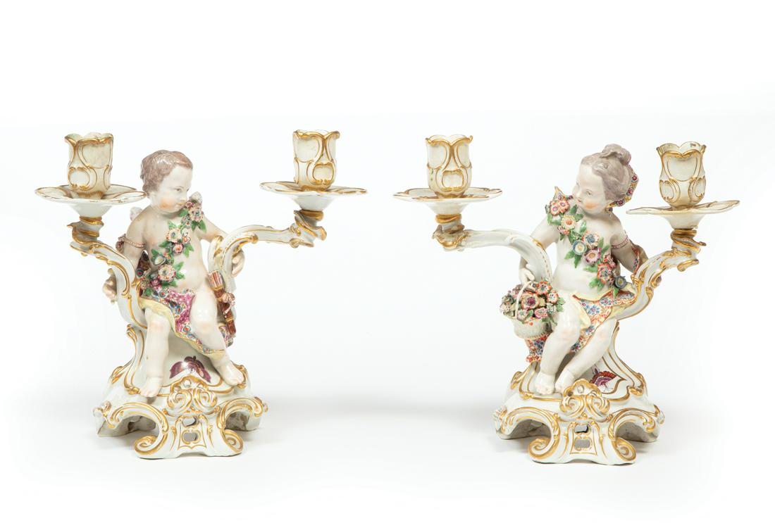 Chelsea Porcelain Figural Two-Light Candelabra (1 of 5)