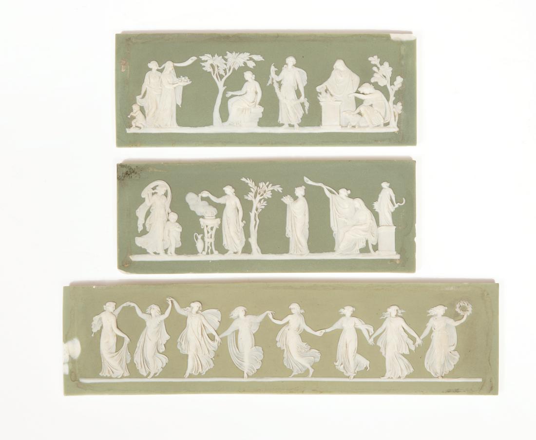 Three Wedgwood Green Jasperware Porcelain Plaques (1 of 2)