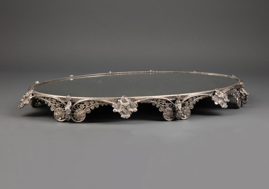 Decorative Silvered Bronze Mirrored Plateau (1 of 2)