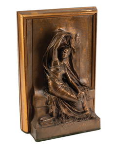 French Patinated Bronze Plaque of "La Pensée": French Patinated Bronze Plaque of "La Pensée" , after Henri Michel Antoine Chapu , h. 14 1/2 in., w. 10 in., d. 4 in Condition: Overall fair condition