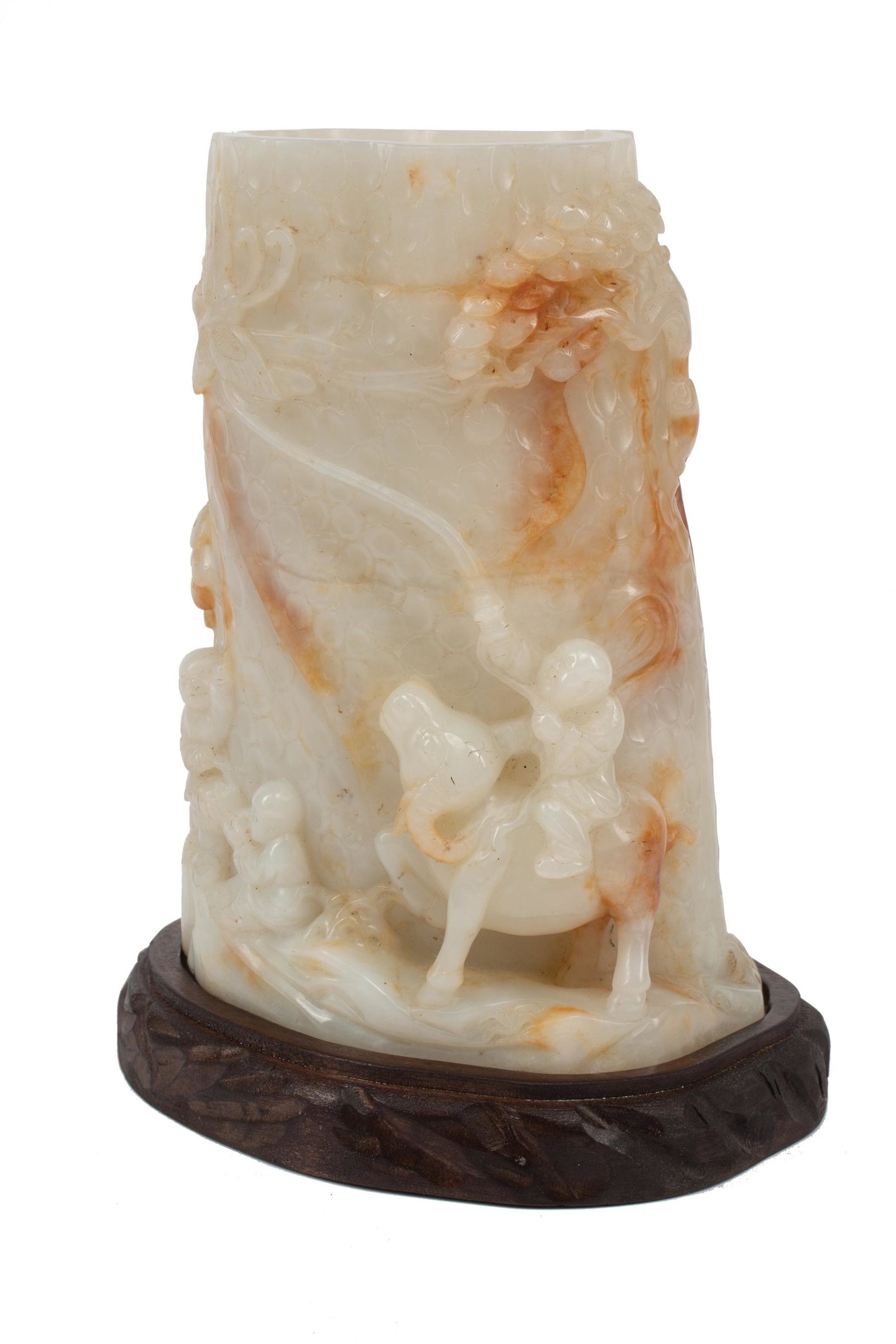 Chinese White and Russet Jade Brush Holder (1 of 3)