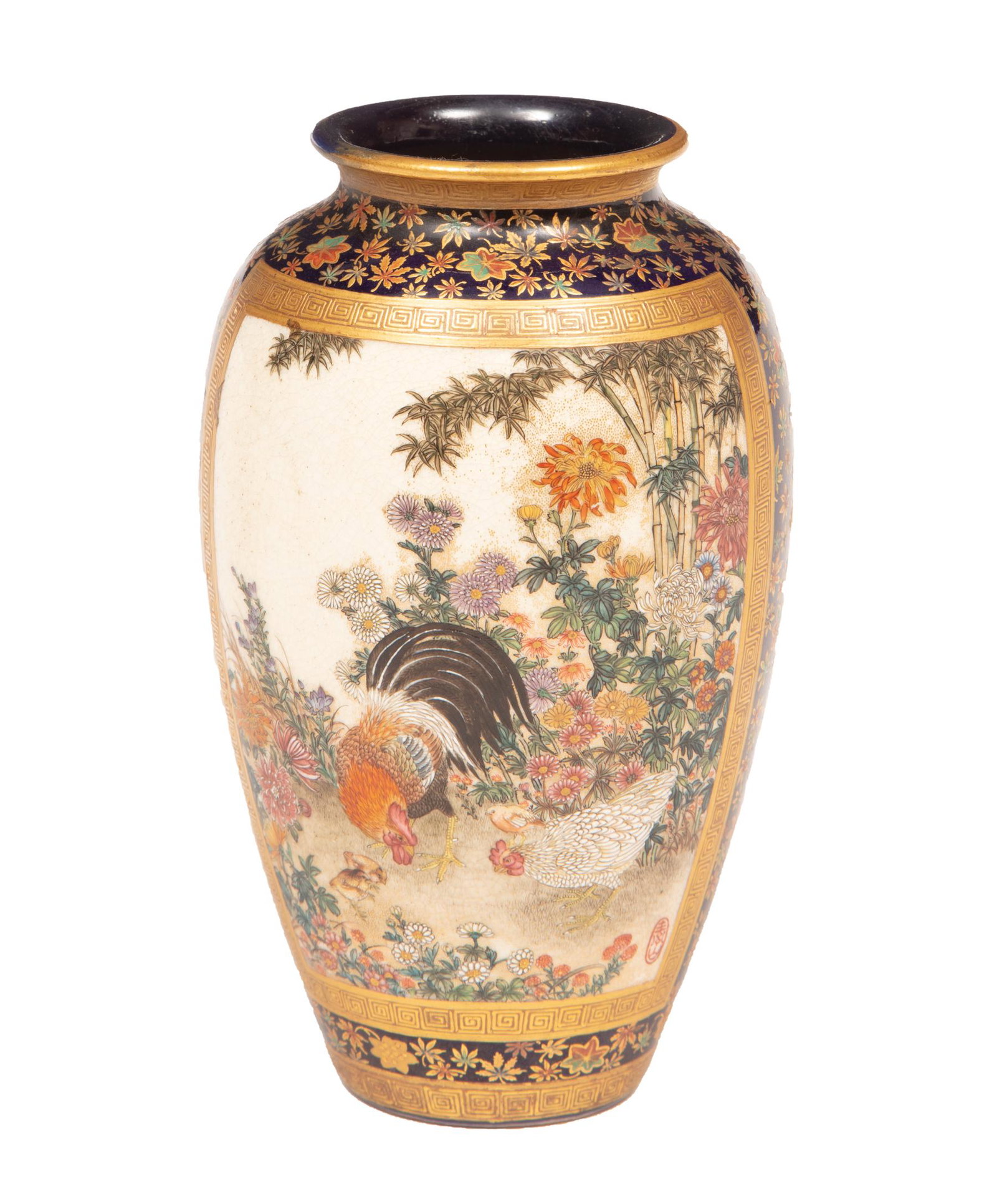 Japanese Satsuma Pottery Vase (1 of 3)