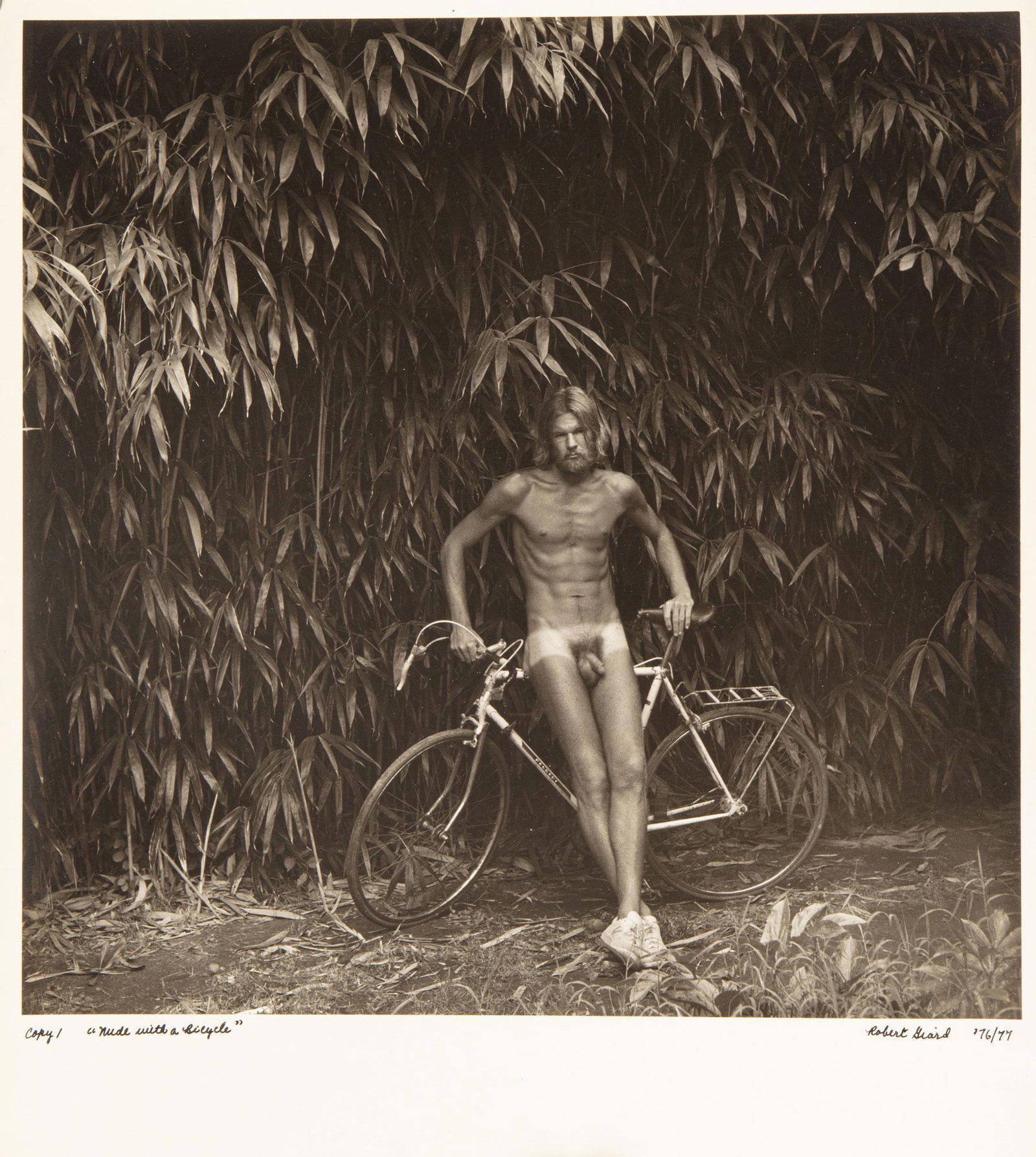 Robert Giard (American/New York, 1939-2002): Robert Giard (American/New York, 1939-2002), "Nude with a Bicycle", 1976-77, gelatin silver print, signed, titled, dated and inscribed "copy" lower margin, 10 1/8 in. x 10 1/8 in.; and "Untitled", 197