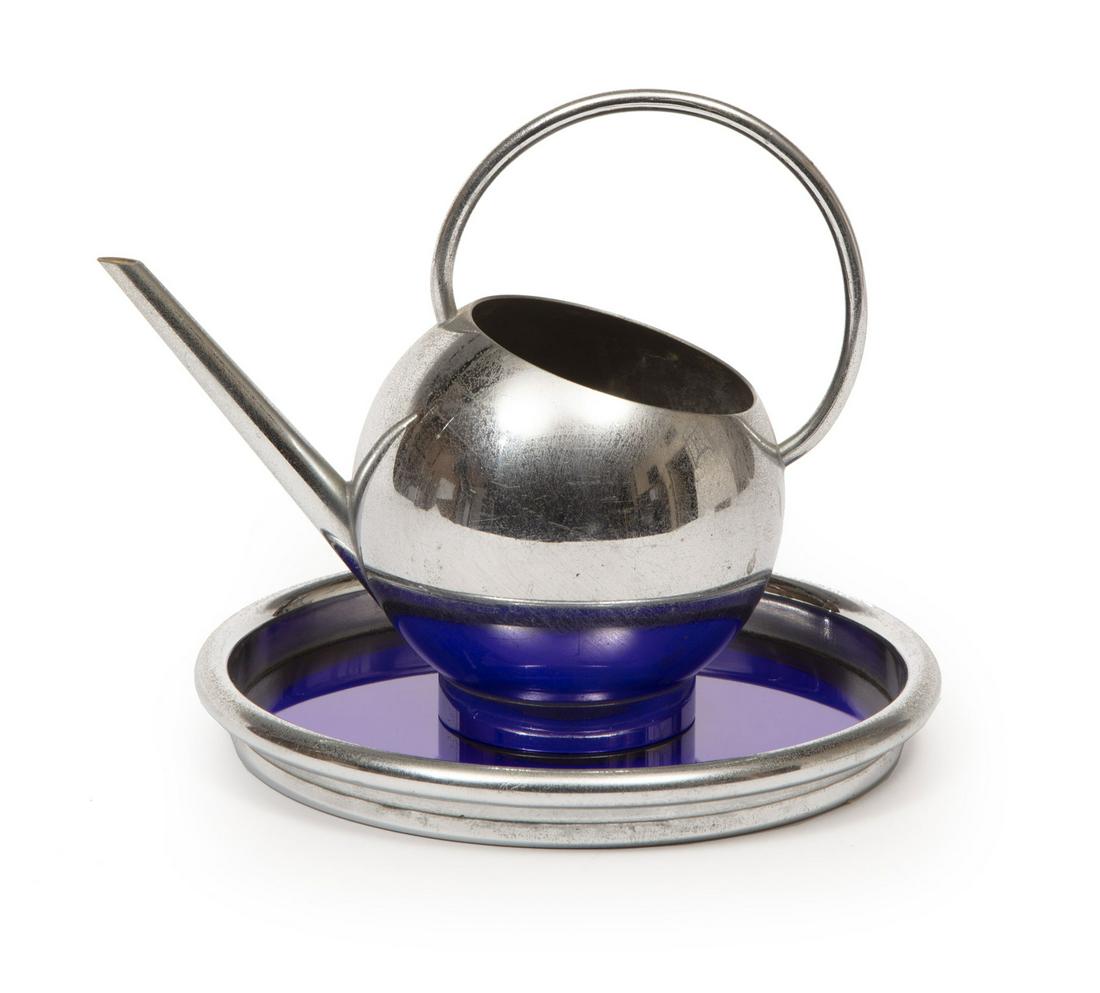 Russel Wright for Chase Chrome and Glass "Corn on: Russel Wright for Chase Chrome and Glass "Corn on the Cob" Butter Pitcher and Tray, c. 1935, pitcher h. 5 1/4 in., tray dia. 6 in Provenance: Estate of Curator, Scholar and Collector William "Bill" Fa