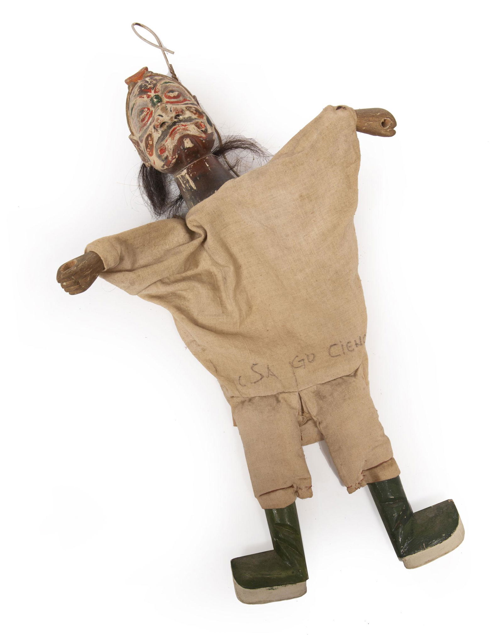 Asian Wood and Cloth Doll or Puppet (1 of 3)