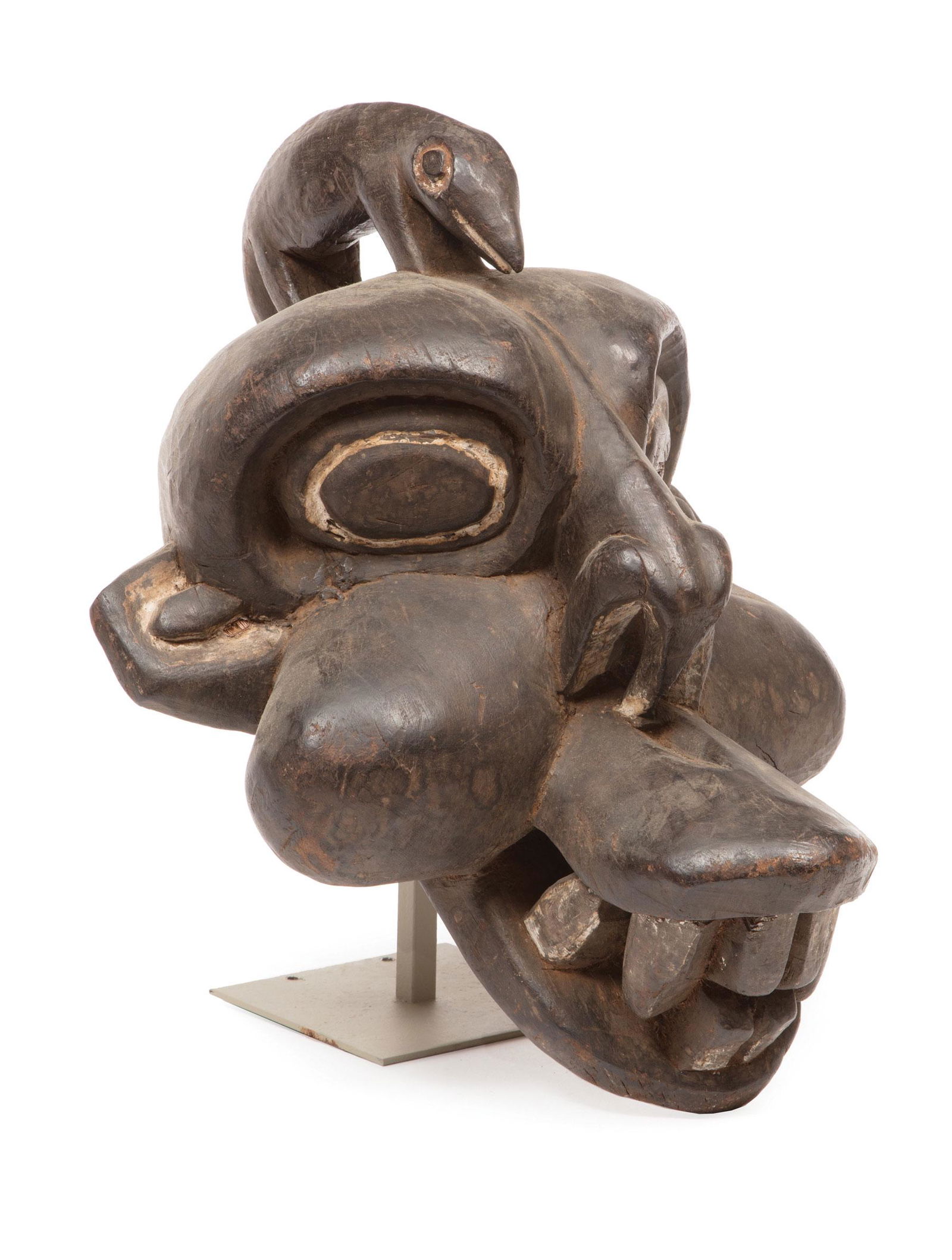 African Kom or Bekom Carved Wood Helmet Mask (1 of 4)