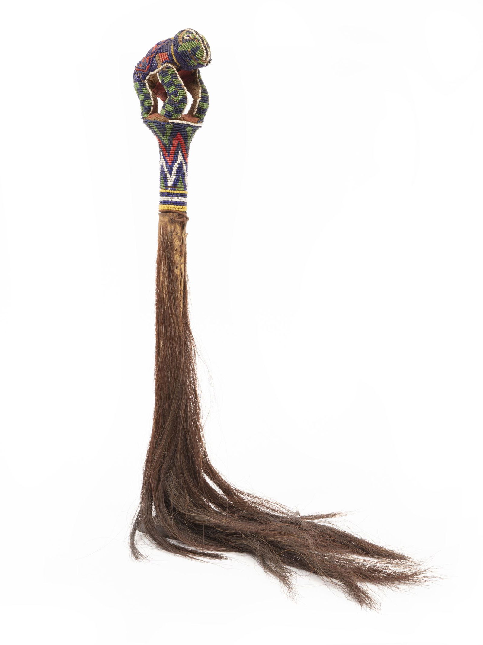 African Bamileke Fly Whisk, Animal-Form Handle (1 of 4)