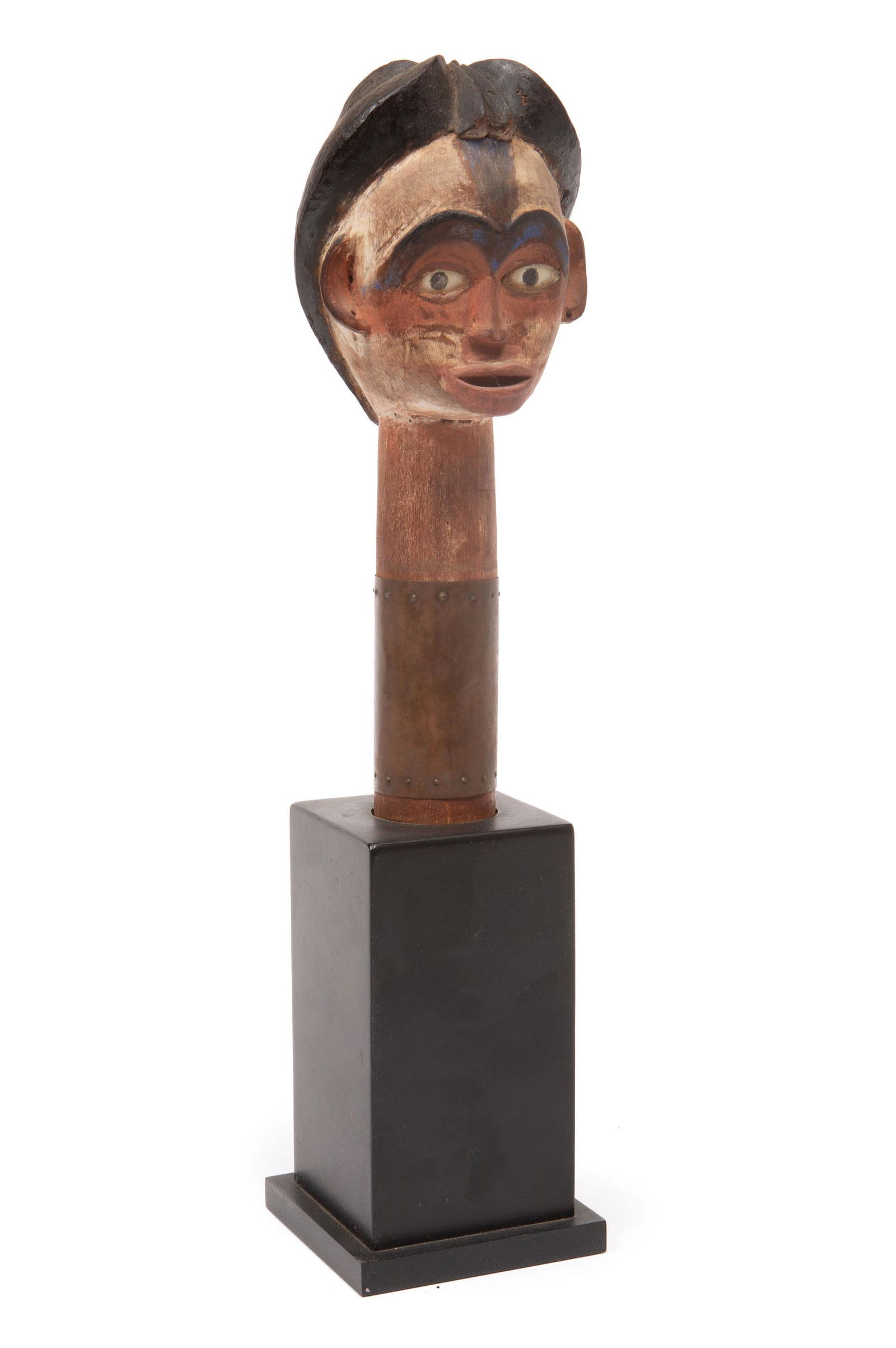 African Punu Carved and Painted Wood Head (1 of 3)