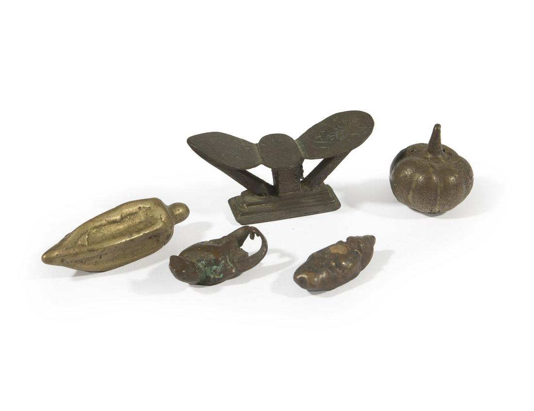 Five African Ashanti Brass Goldweights (1 of 2)