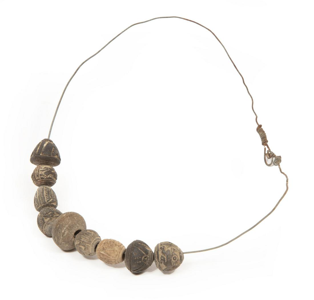 Pre-Columbian Manteño Peoples Incised Clay Beads (1 of 2)
