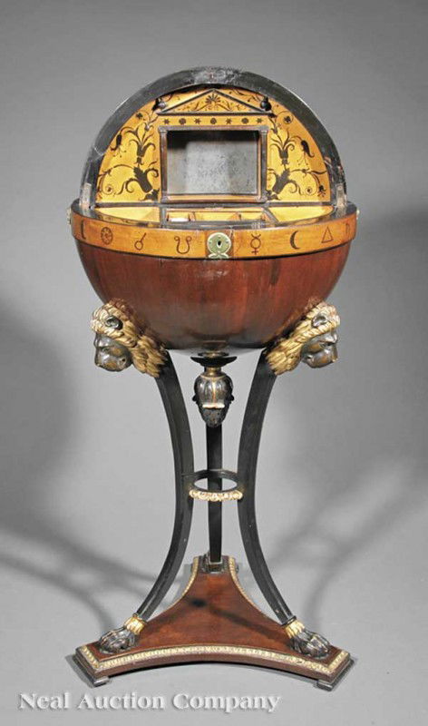 Mahogany, Birch, Ebonized, Globustisch Work Table