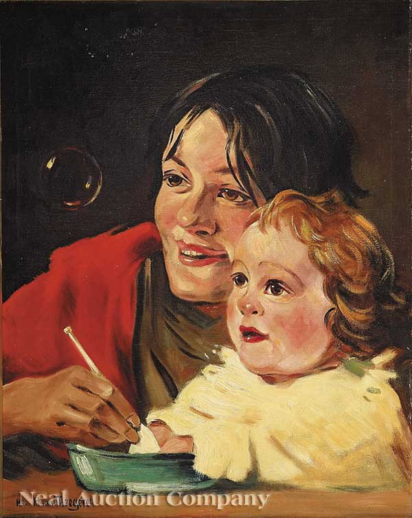 Dutch School, 20th c: Dutch School, 20th c., "Bellenblazers (Bubble Blowers)", signed "Mr. H. van Meegeren" lower left, 19 3/4 in. x 15 3/4 in., framed