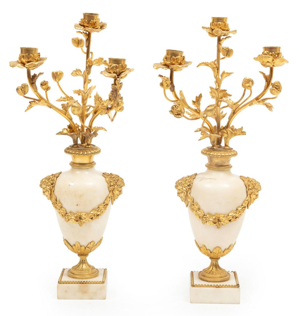 Empire Gilt Bronze and Marble Candelabra (1 of 2)