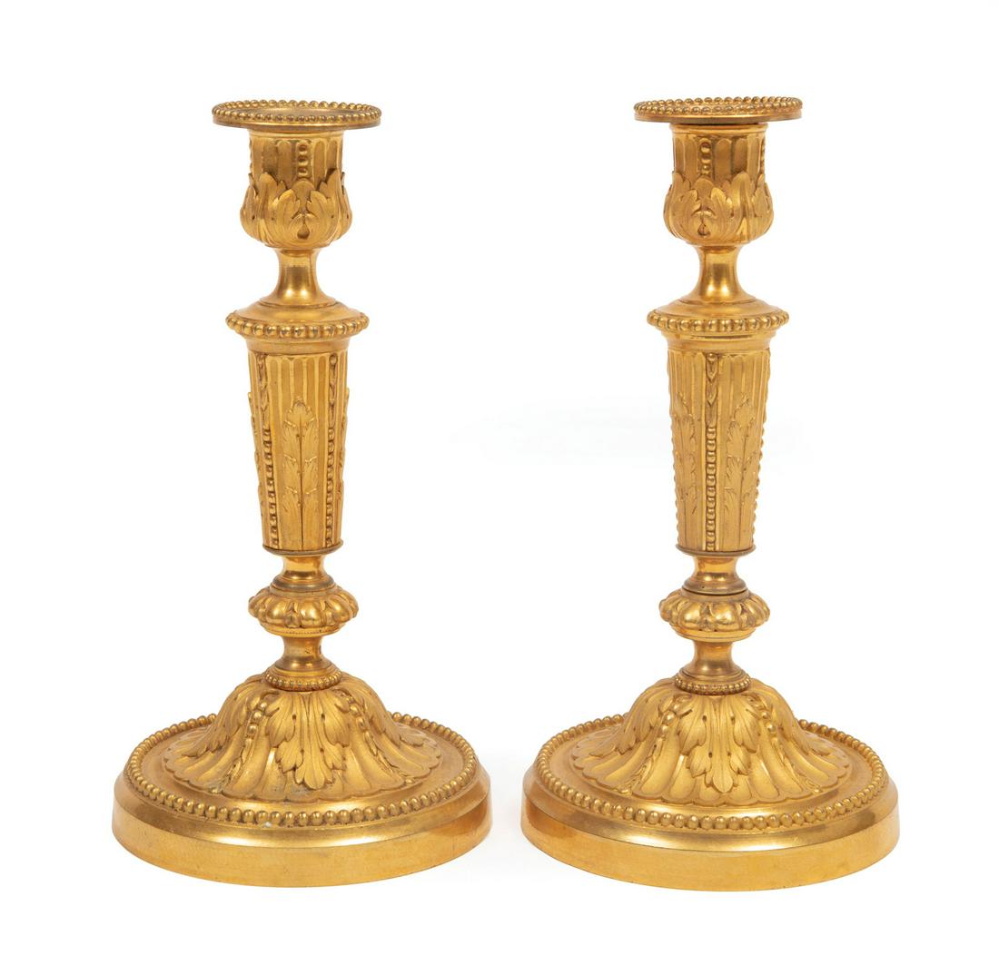 Pair of Louis XVI-Style Gilt Bronze Candlesticks (1 of 10)