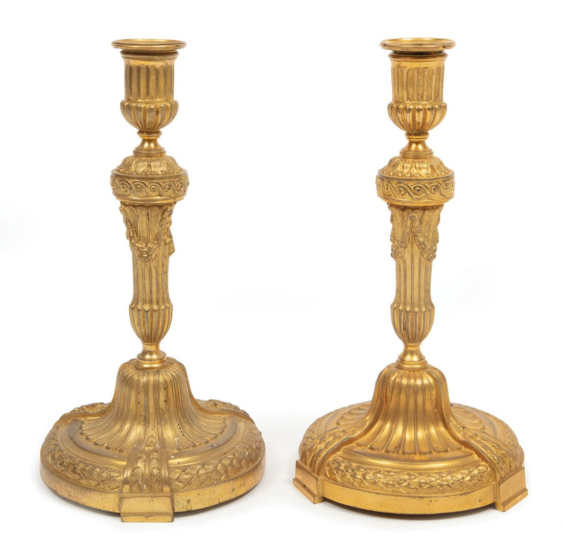 Pair of Louis XVI-Style Gilt Bronze Candlesticks (1 of 1)