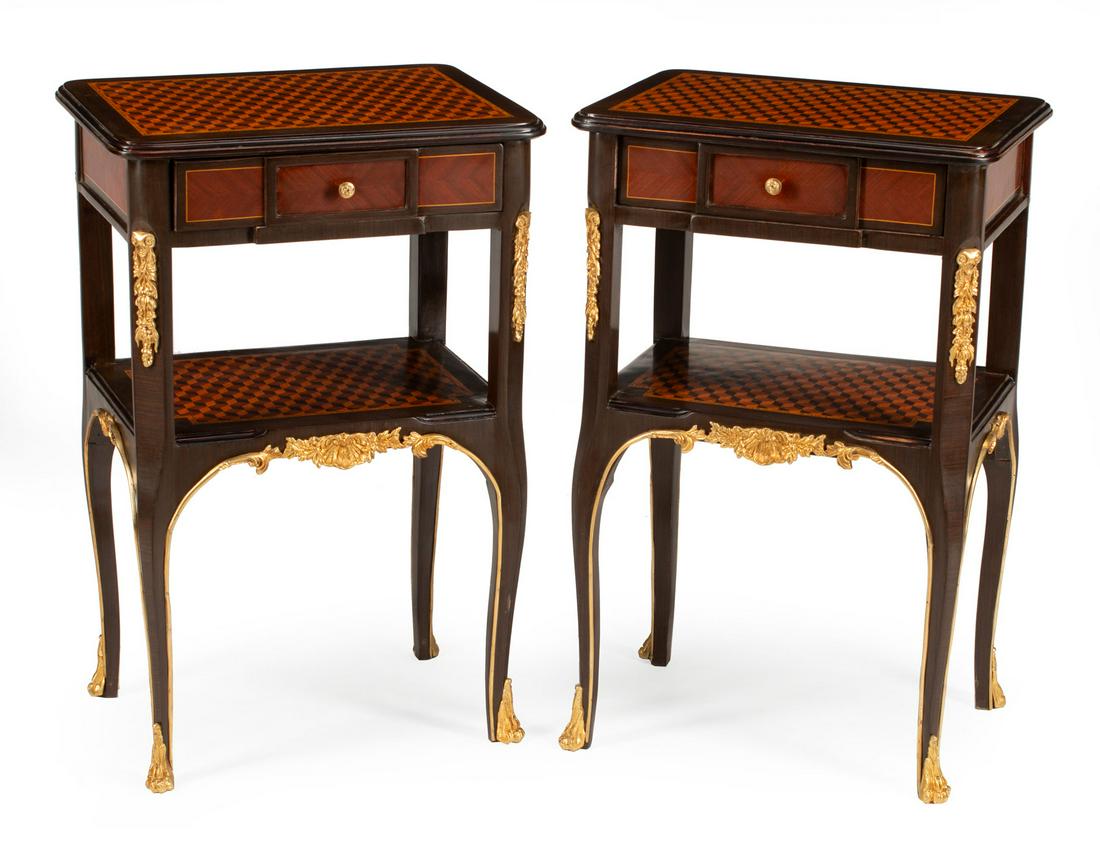 Bronze-Mounted Kingwood, Parquetry Night Stands (1 of 2)