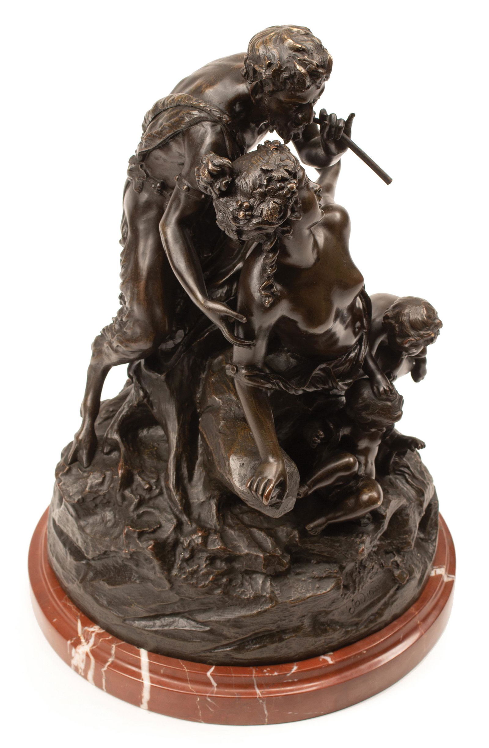 Patinated Bronze Figural Group of a Satyr (1 of 6)