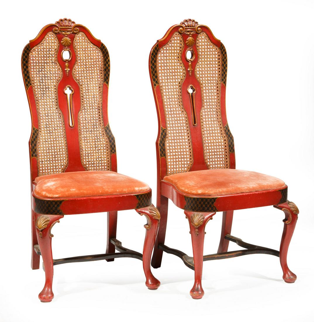 Red Lacquer, Parcel Gilt Side Chairs (1 of 5)
