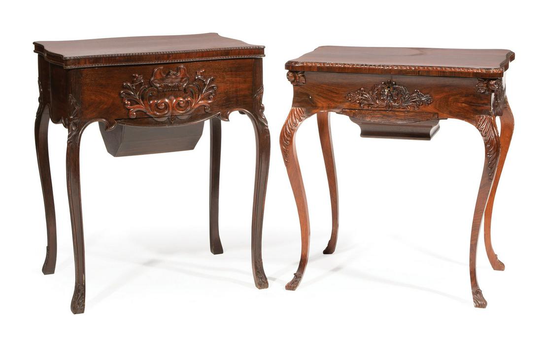 Two American Rococo Rosewood Work Tables (1 of 8)