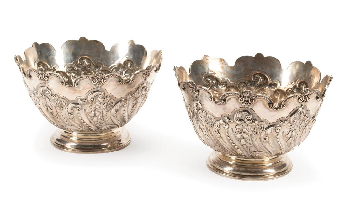 Pair of English Rococo Sterling Silver Monteiths (1 of 5)