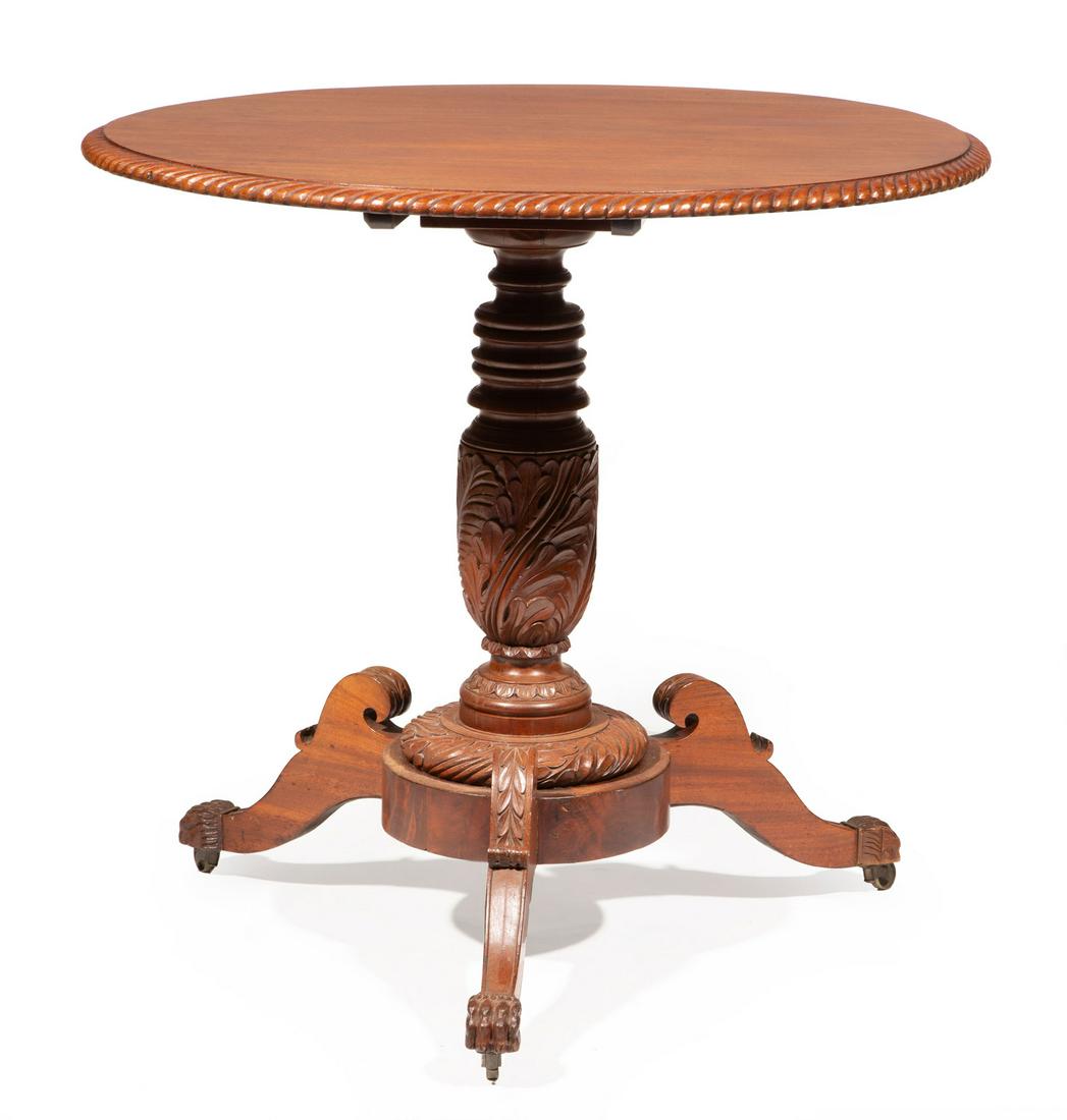 American Carved Mahogany Tilt-Top Candlestand (1 of 3)