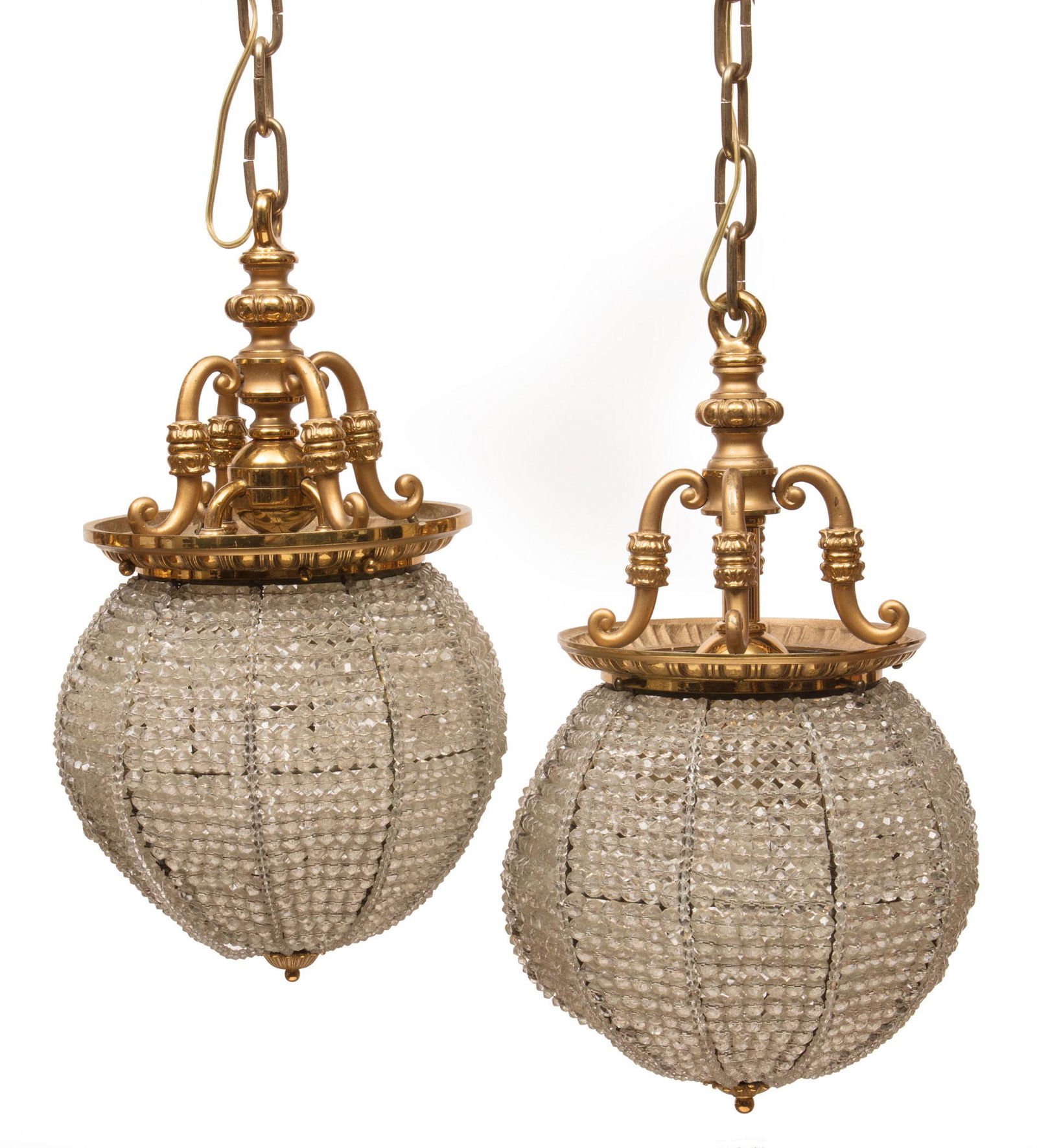 Pair of American Glass Beaded Hall Lanterns (1 of 8)