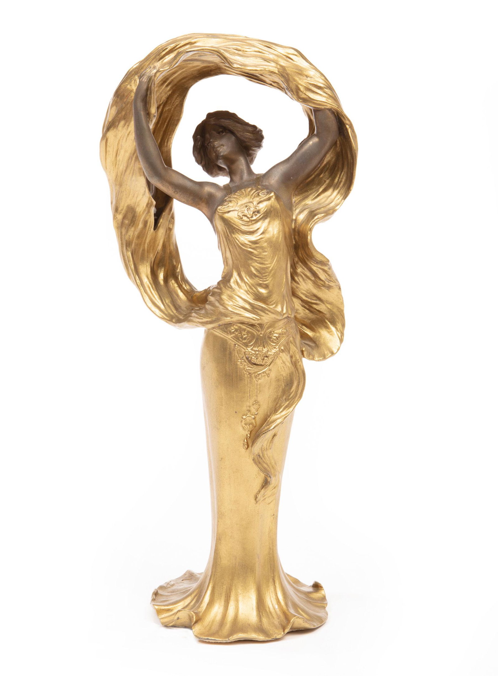 Art Nouveau Gilt Metal Figural Table Lamp (1 of 4)