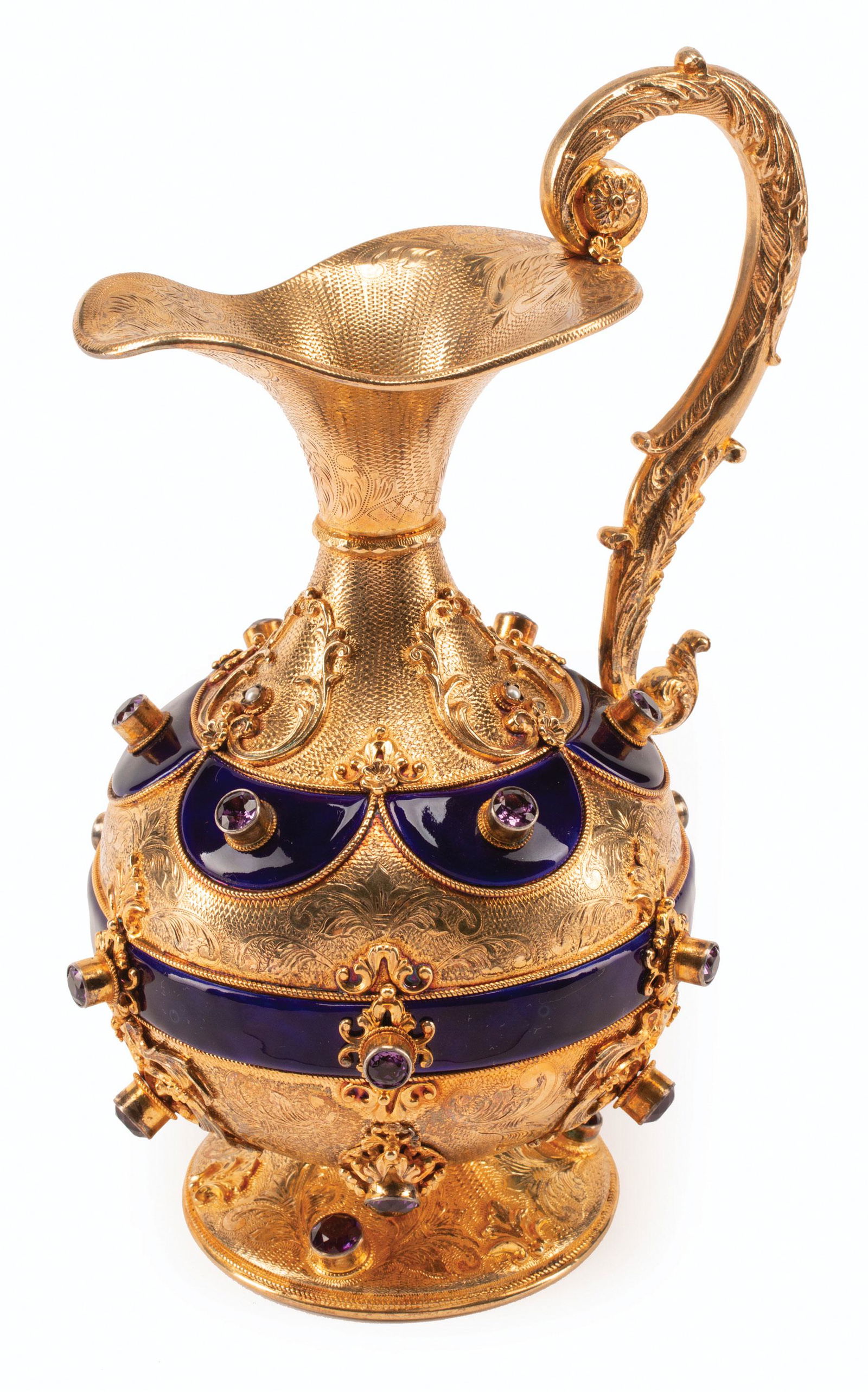 Austrian Silver Gilt and Jeweled Enamel Ewer (1 of 5)