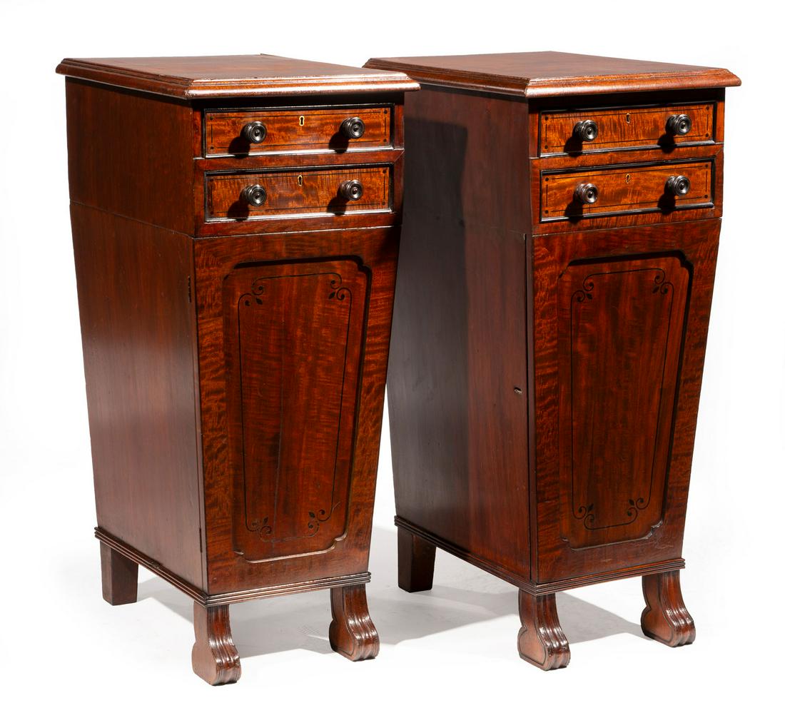 Regency Inlaid Mahogany Pedestal Cabinets (1 of 3)
