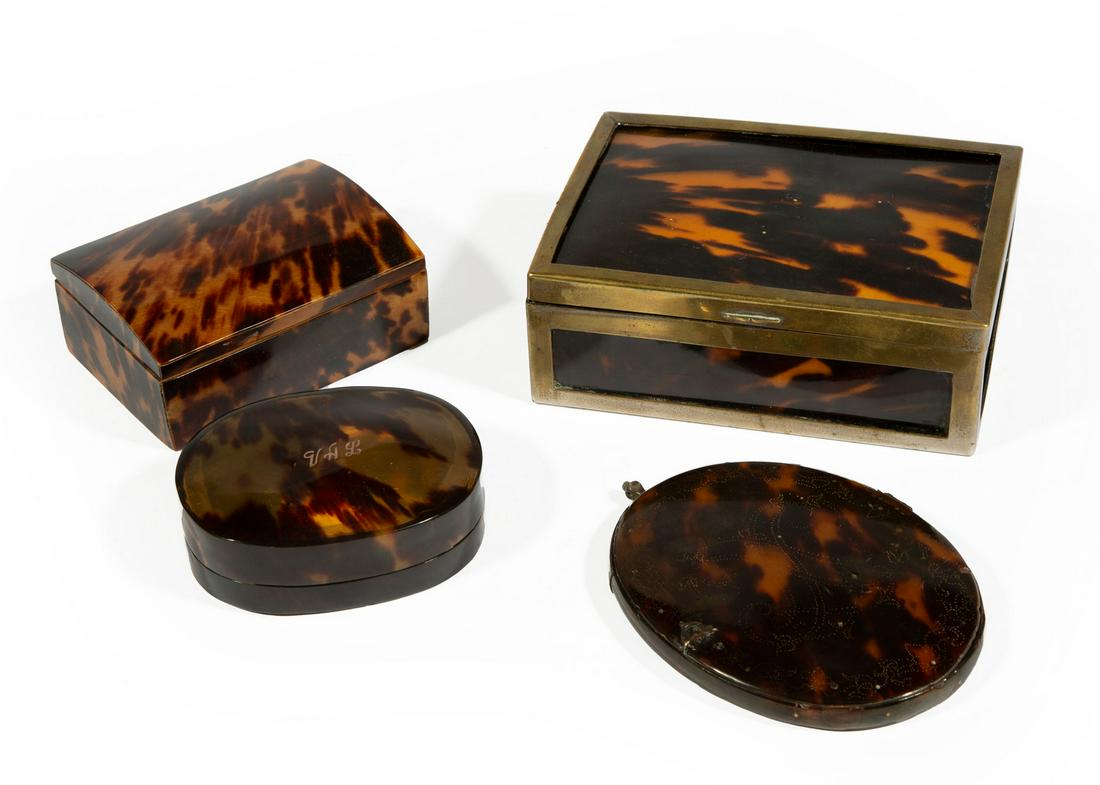 Four Antique English Tortoiseshell Desk Items (1 of 4)