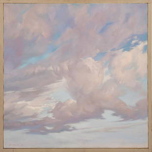 Auseklis Ozols (Latvian/New Orleans, b. 1941): Auseklis Ozols (Latvian/New Orleans, b. 1941), "Lavender Clouds in a Blue Sky", 1991, oil on canvas, signed and dated lower left, 24 in. x 24 in., framed. Provenance: Estate of Highly Acclaimed New