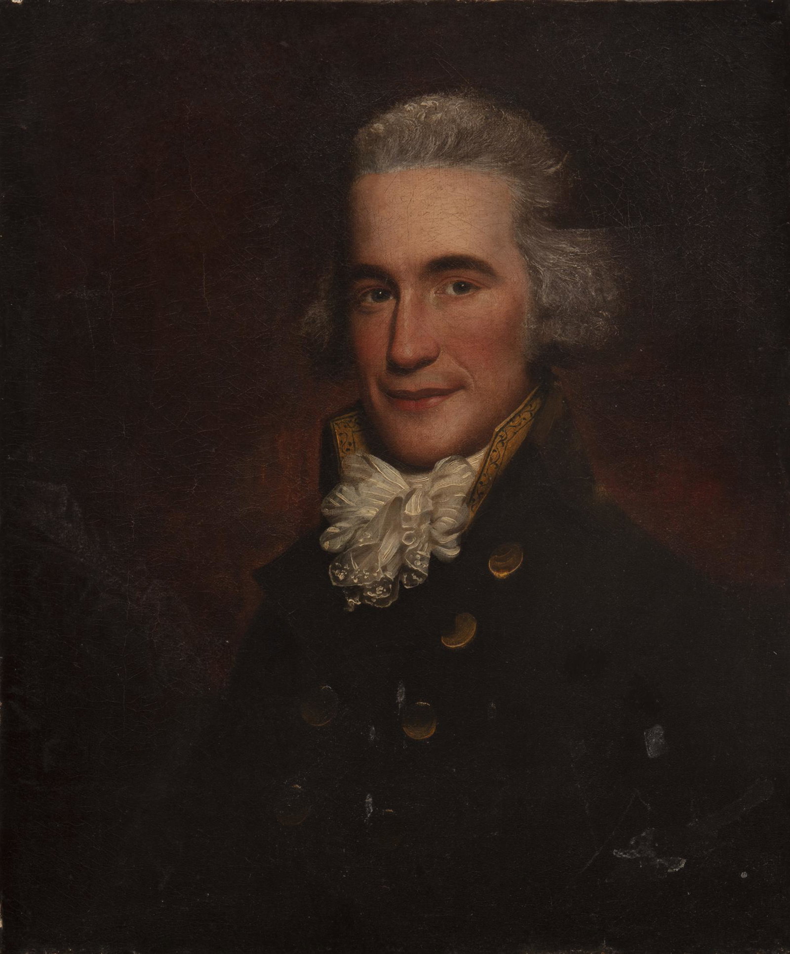 American School, 19th c: American School, 19th c., "Portrait of a Man", oil on canvas, unsigned, illegibly inscribed on stretcher, 23 3/4 in. x 20 in., unframed. Provenance: Estate of Highly Acclaimed New Orleans Artist, Furn