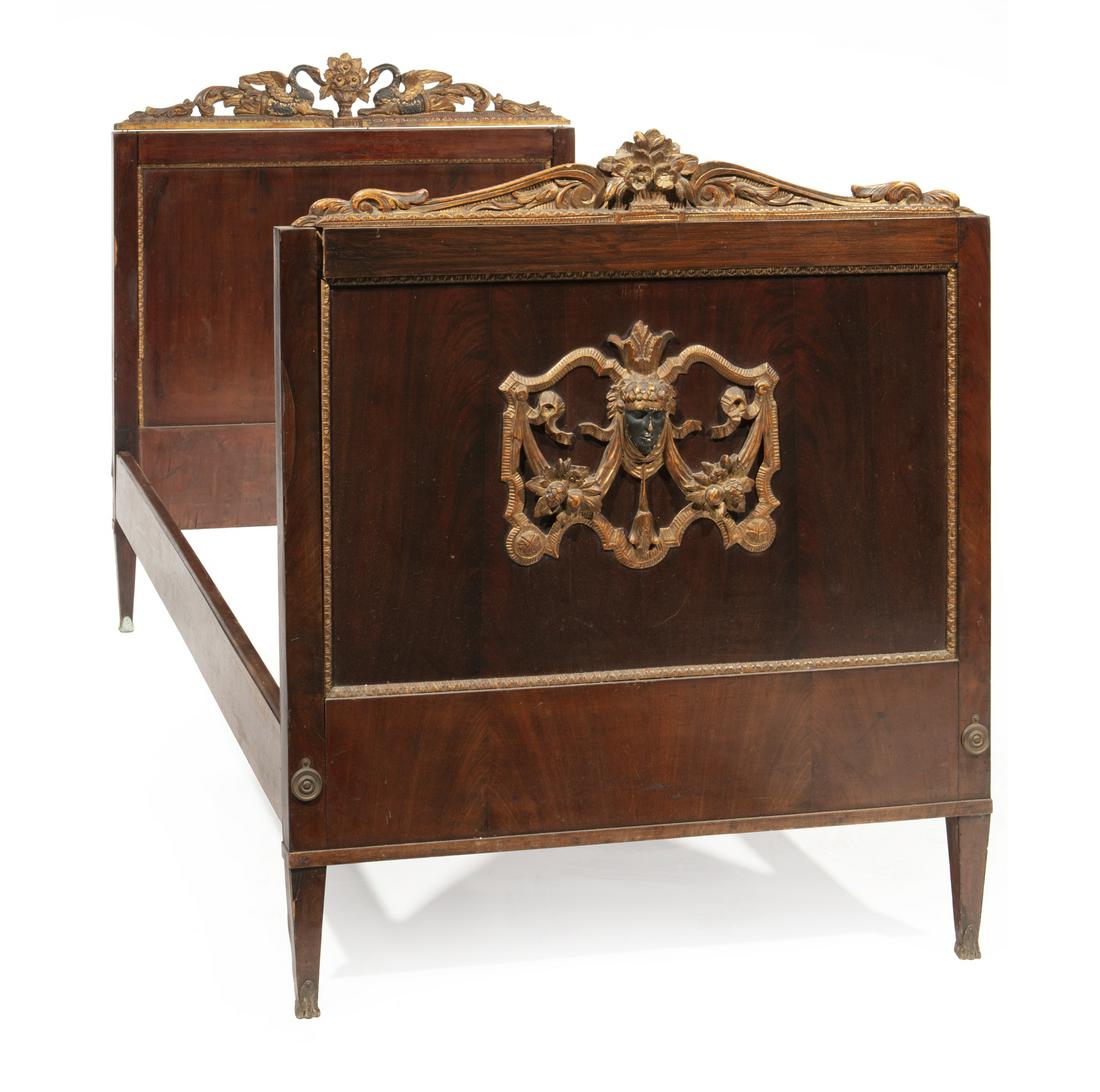 Antique Empire-Style Gilded Mahogany Single Bed (1 of 3)
