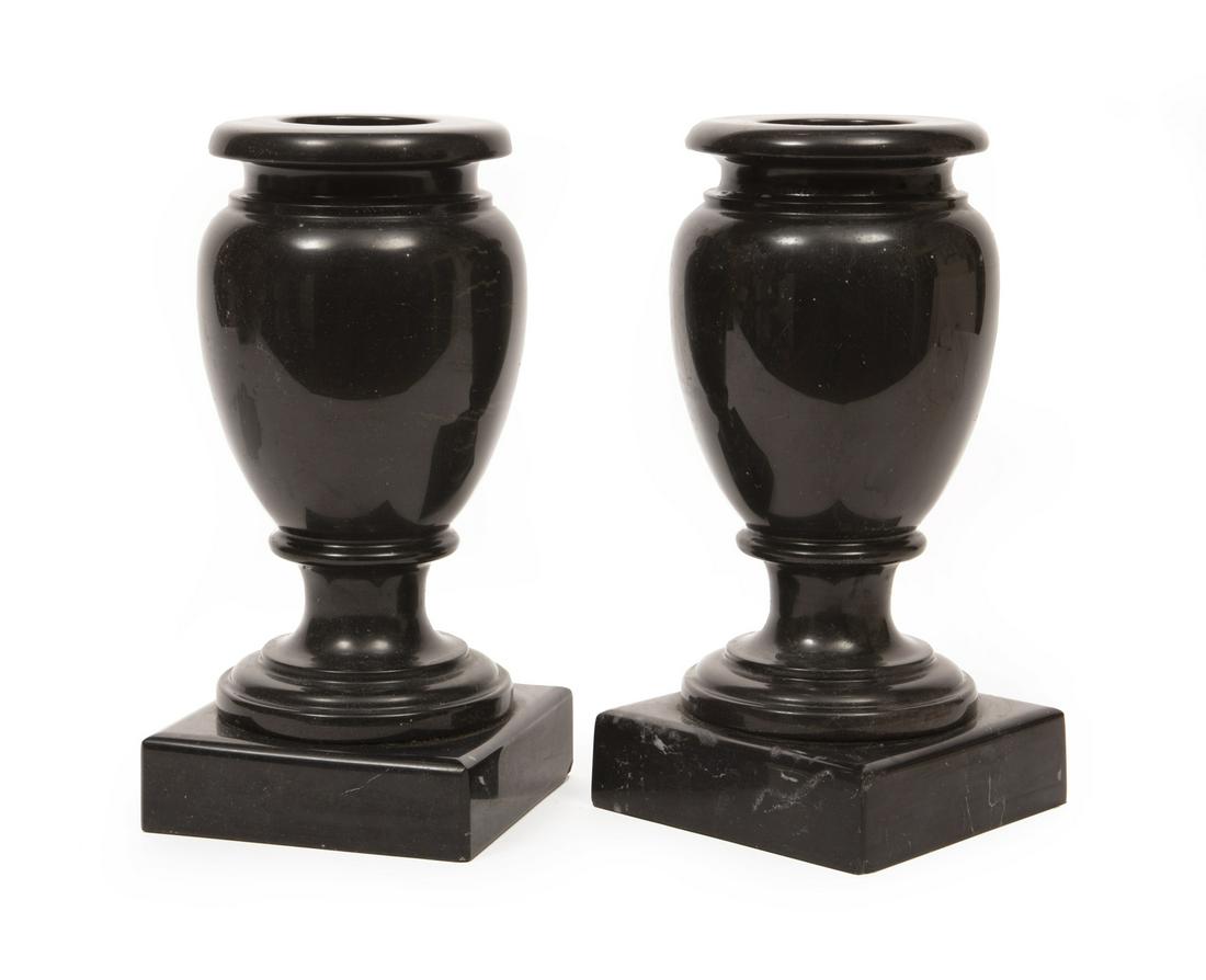 Pair of Continental Carved Marble Urns (1 of 1)