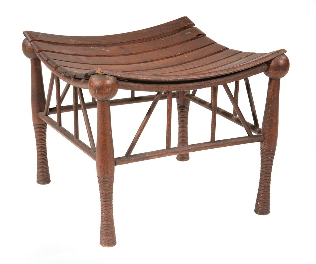 English Egyptian Revival Oak Thebes Stool (1 of 3)