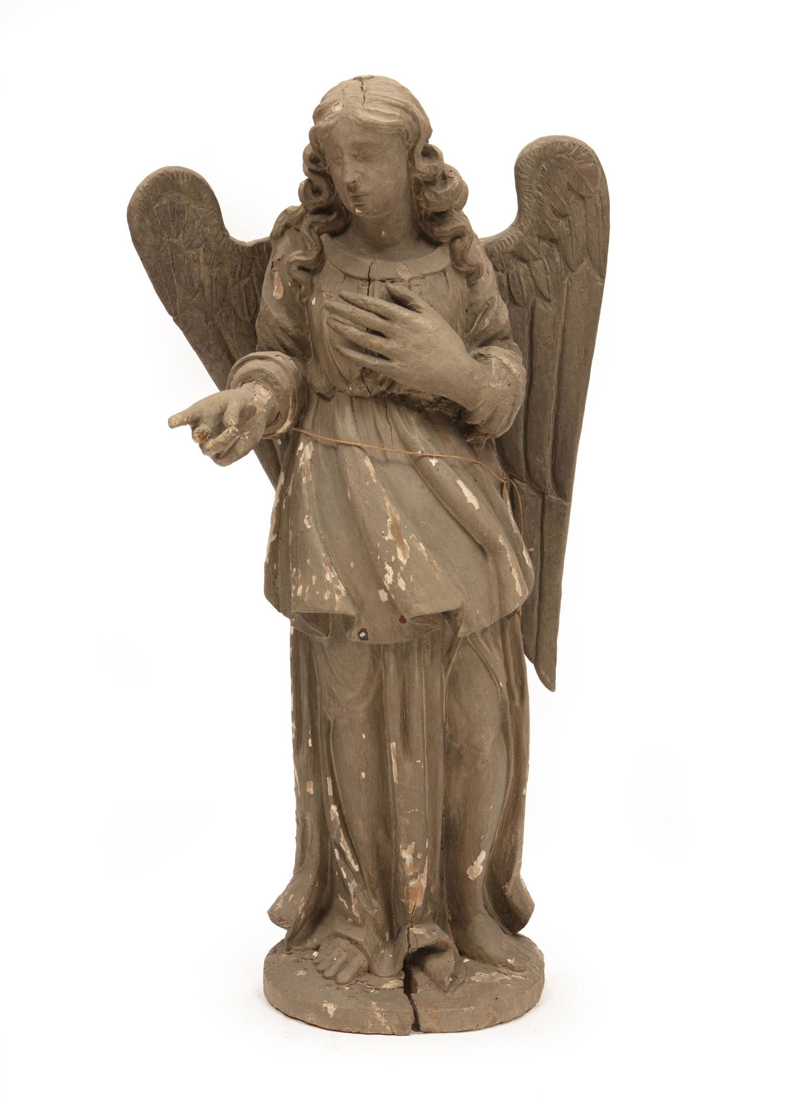 Continental Carved and Painted Wood Angel (1 of 3)