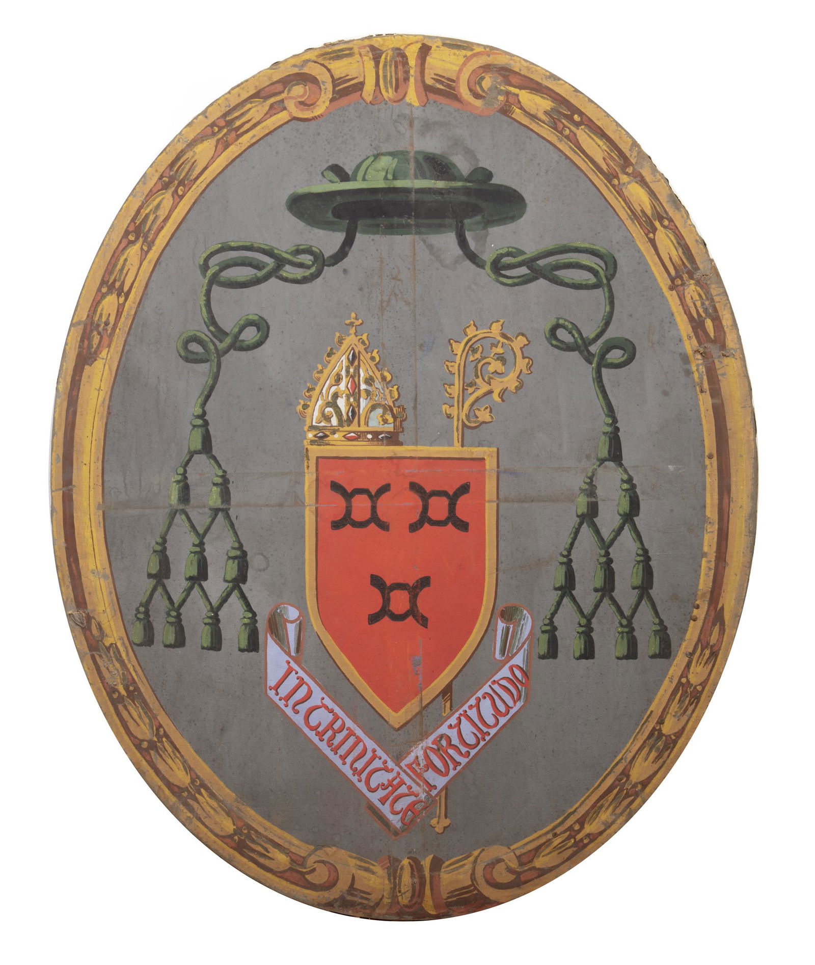 Two Large Antique Painted Canvas Armorial Panels (1 of 3)